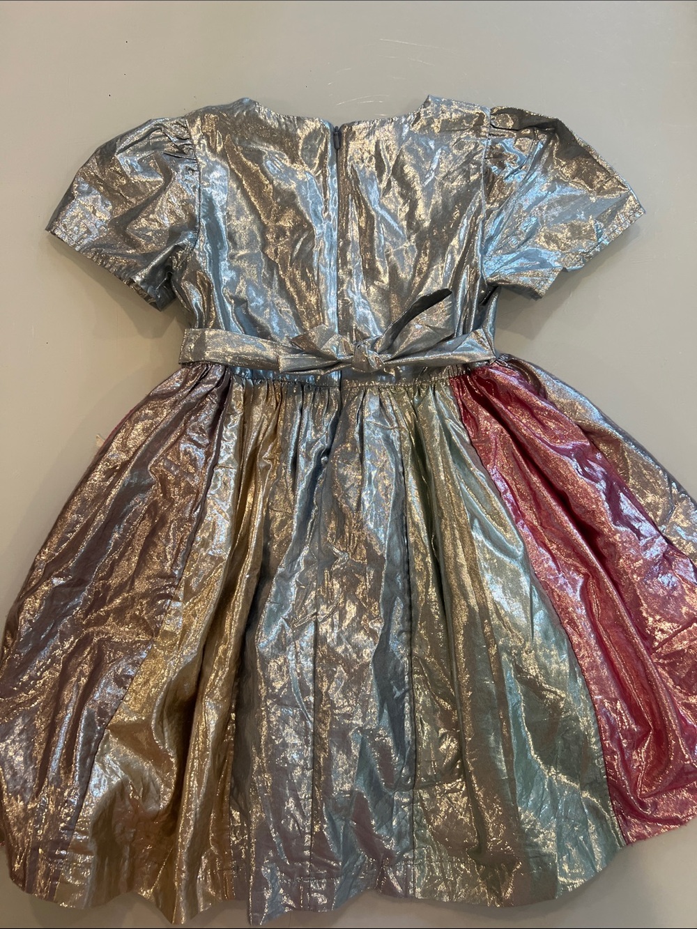 Mini Boden Metallic Multi-Color Dress - Silver & Rainbow Panels - Picture 7 of 7